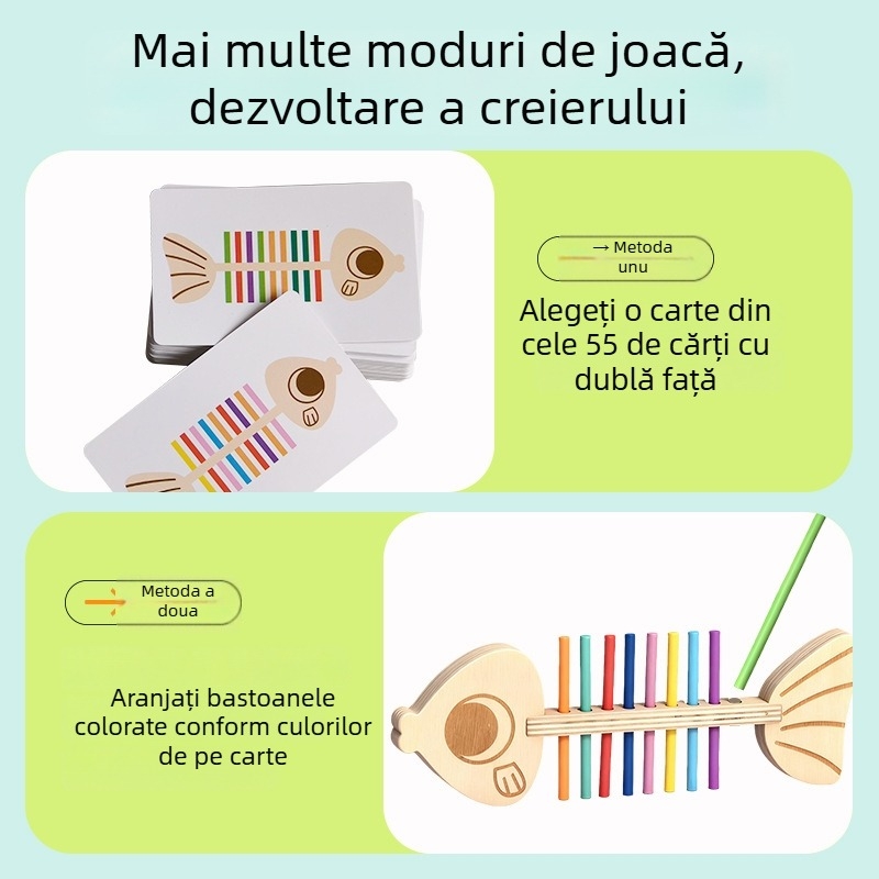 Joc Montessori de potrivire – Jucărie din lemn cu piese magnetice și blocuri de construcție, clasificare pe culori