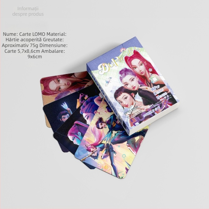 K-Pop grupă vânătoare de demoni – set de carduri foto în cutie, 50 carduri, design LOMO Laser, carduri poștale artistice personalizabile