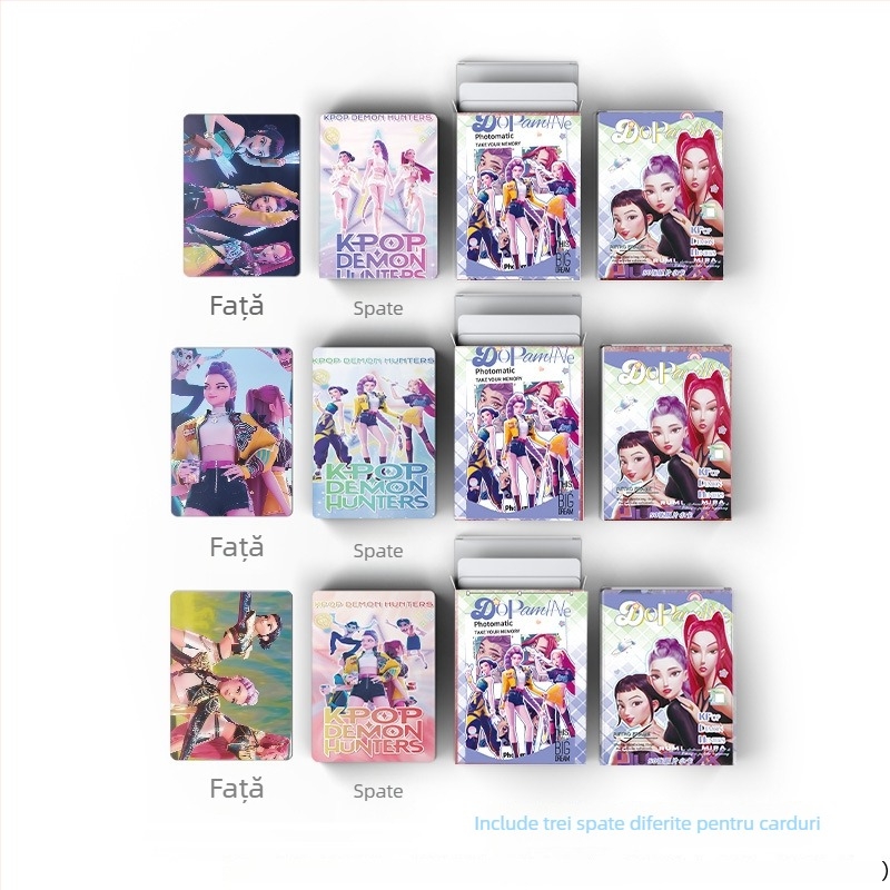 K-Pop grupă vânătoare de demoni – set de carduri foto în cutie, 50 carduri, design LOMO Laser, carduri poștale artistice personalizabile