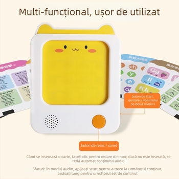 Pix de citire cu carduri pentru limbă, matematică și engleză — electric, reîncărcabil, cu atingere și reacție, carcasă din plastic, pentru copii 0-3 ani
