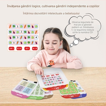 Pix de citire cu carduri pentru limbă, matematică și engleză — electric, reîncărcabil, cu atingere și reacție, carcasă din plastic, pentru copii 0-3 ani