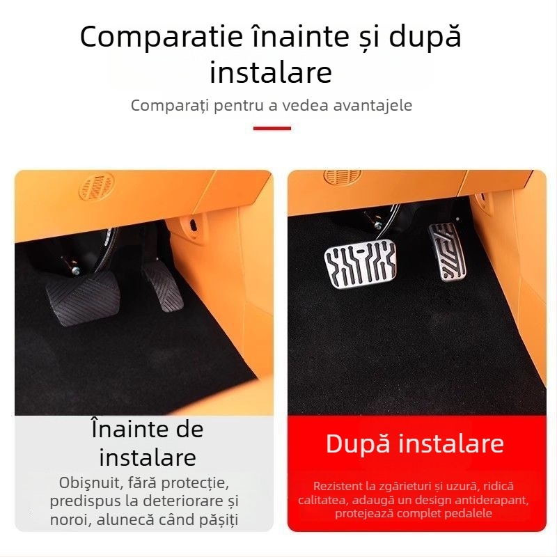 Kit upgrade pedale accelerație și frână din aliaj de aluminiu pentru Lexuan cu transmisie automată – modificare interioară