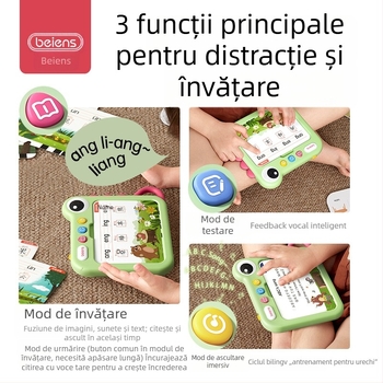Mașină de educație timpurie cu învățare bilingvă pentru copii 4–6 ani, muzică și sunet, antrenament logic, model ZJ60, baterie Li-Ion