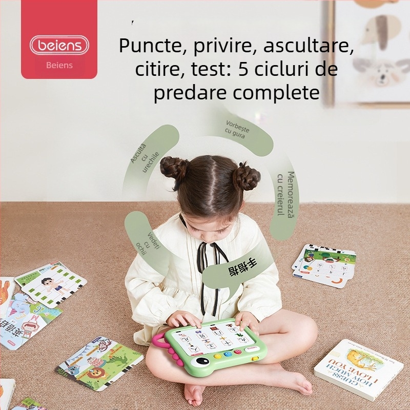 Mașină de educație timpurie cu învățare bilingvă pentru copii 4–6 ani, muzică și sunet, antrenament logic, model ZJ60, baterie Li-Ion