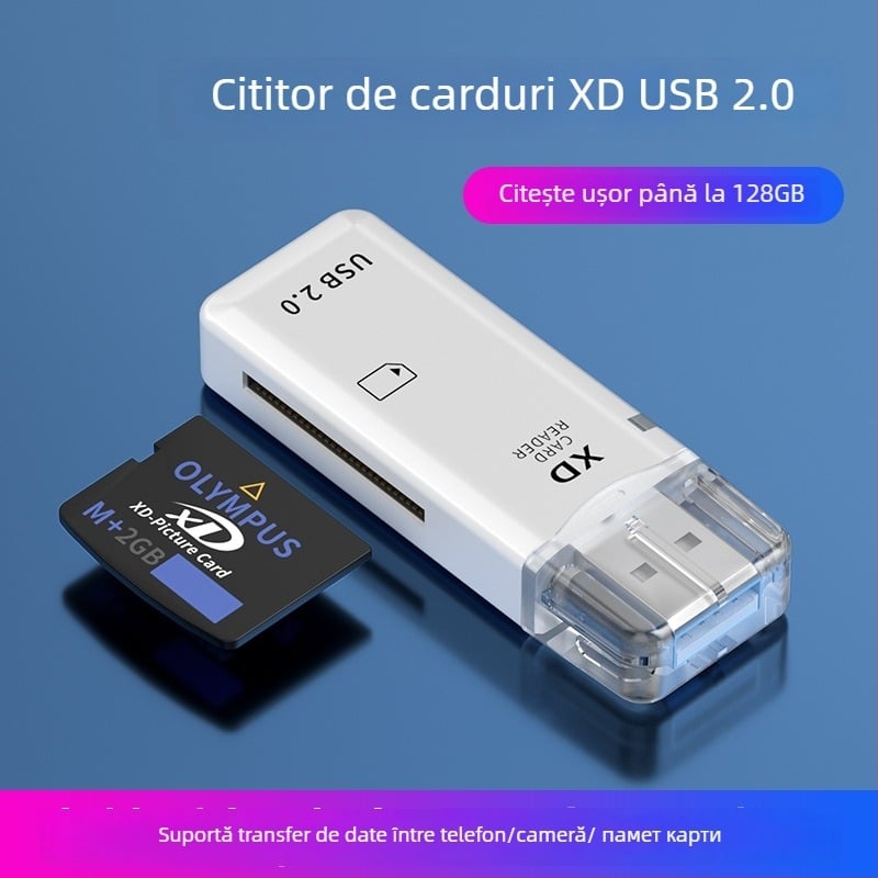 Cititor XD de carduri cu OTG pentru iPhone/iPad/Android — Convertor All-in-One USB 2.0, Model XD, Instalare externă, Garanție 1 an