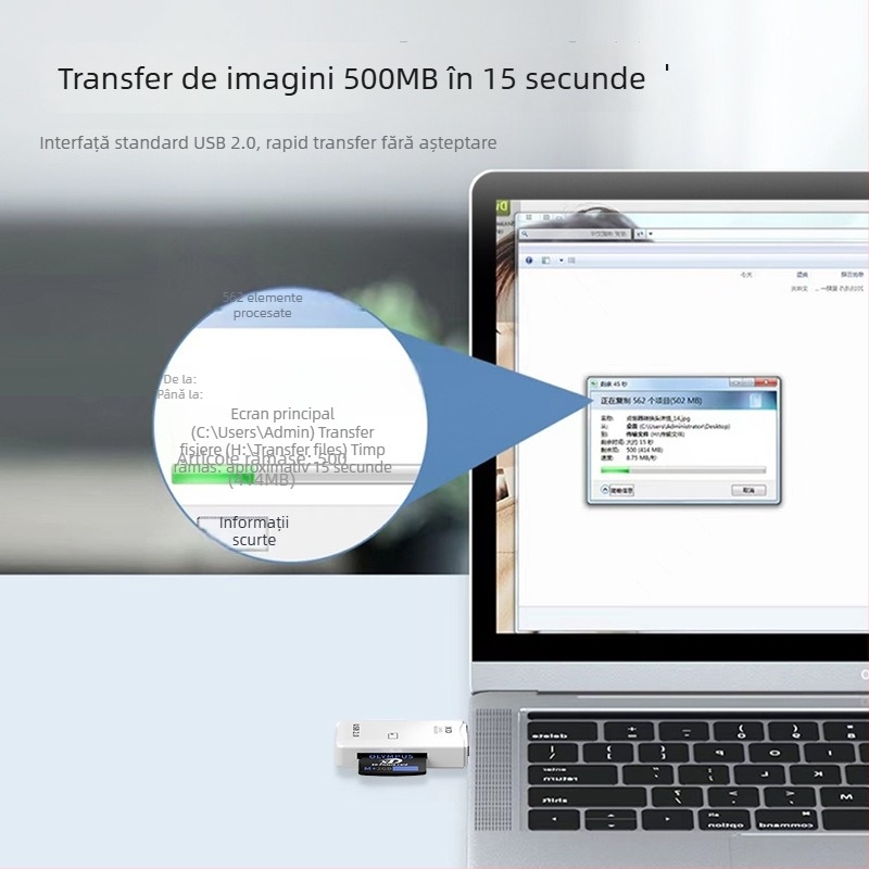 Cititor XD de carduri cu OTG pentru iPhone/iPad/Android — Convertor All-in-One USB 2.0, Model XD, Instalare externă, Garanție 1 an