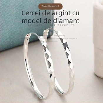 Cercei – în formă de romb, din argint 99% pur, știfturi din argint pur, stil influencer
