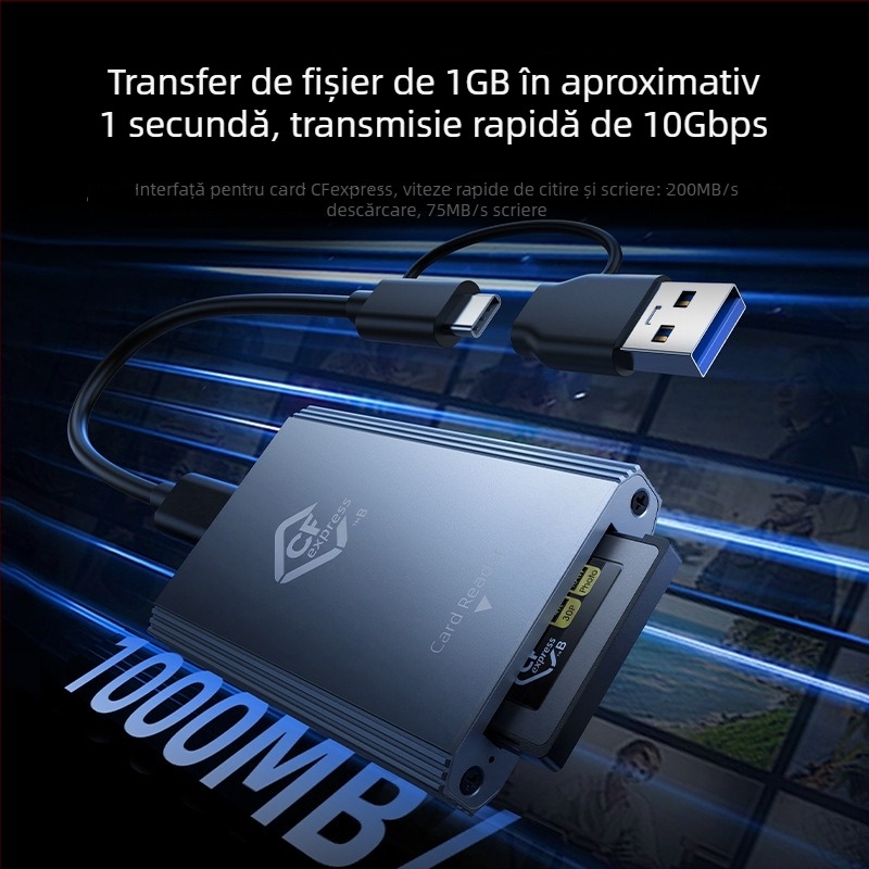 Cititor CFexpress Type-C USB 2.0 extern din aliaj de aluminiu