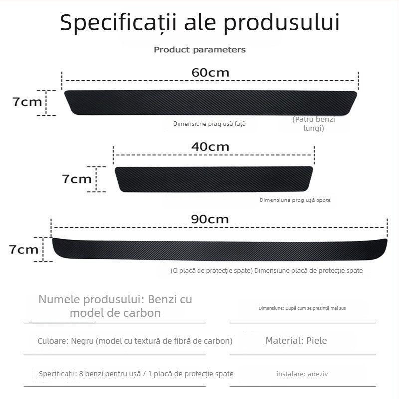 Xuanqi Bandă prag anti-coliziune – Piele cu model fibră de carbon, Model Threshold, Compatibilitate generală