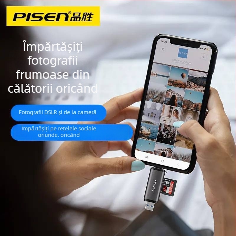 Cititor de carduri USB3.0 SD/TF — TS-E144, Carcasă metal-plastic