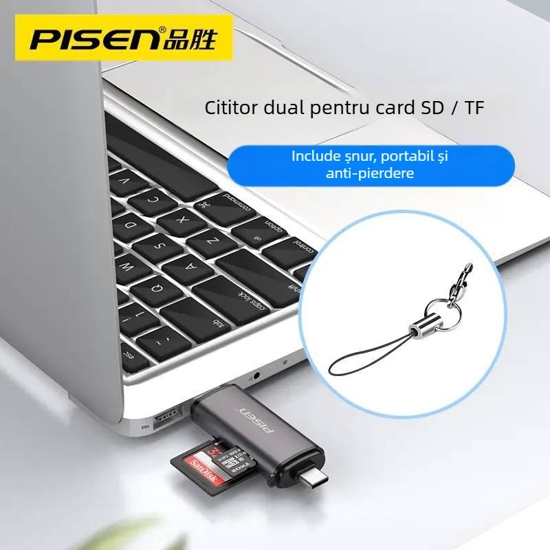 Cititor de carduri USB3.0 SD/TF — TS-E144, Carcasă metal-plastic