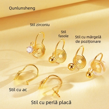 Cercei cu clips din argint S925, unisex, design geometric original, placare electrolitică