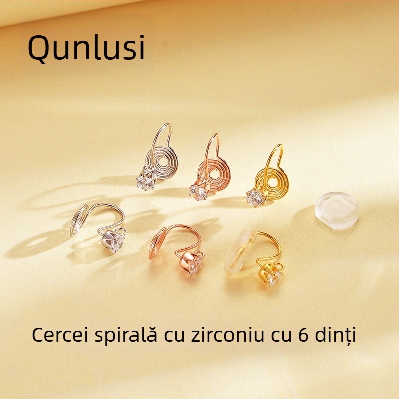 Cercei cu clips din argint S925, unisex, design geometric original, placare electrolitică