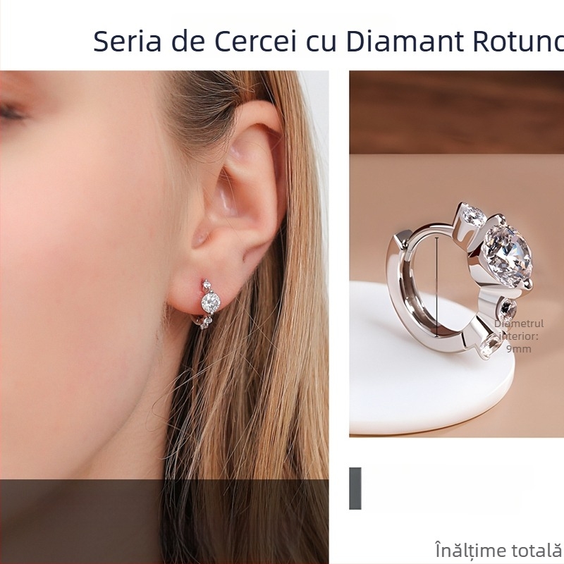 Cercei din argint 925 cu Moissanit, stil lux ușor, știft din argint 925, brand iHiHGEL, pentru femei