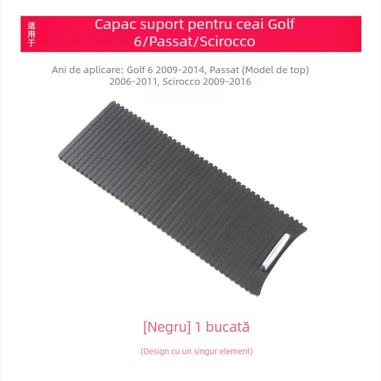 Capac de acoperire pentru suportul de pahare cu fermoar Golf 6 – cutie de cotieră cu rulare, compatibil Sagitar, Scirocco (Oukachioukachi)
