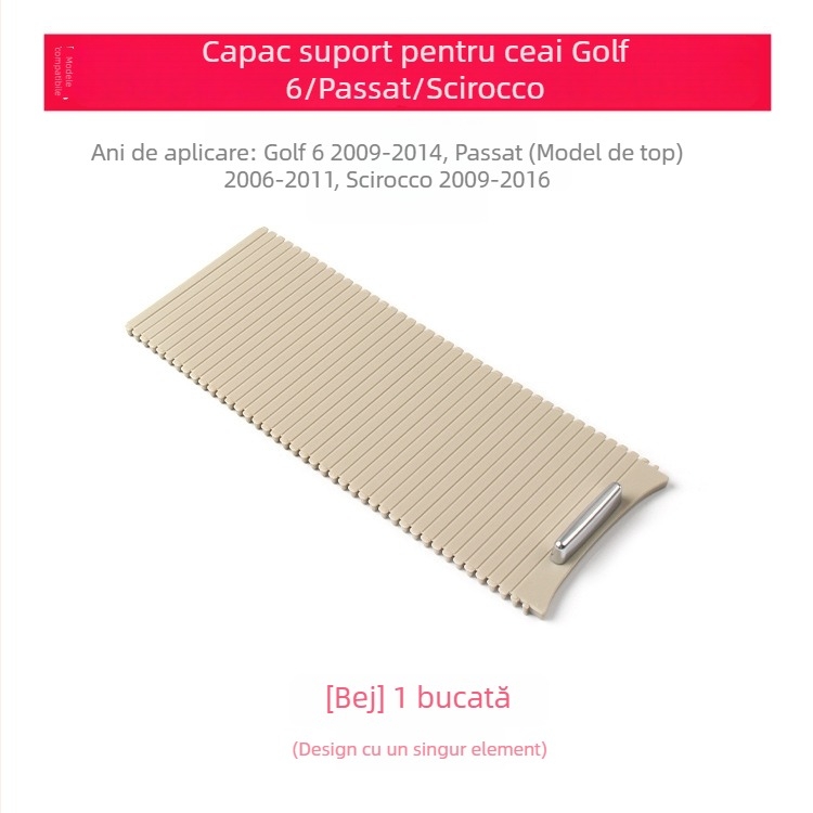 Capac de acoperire pentru suportul de pahare cu fermoar Golf 6 – cutie de cotieră cu rulare, compatibil Sagitar, Scirocco (Oukachioukachi)
