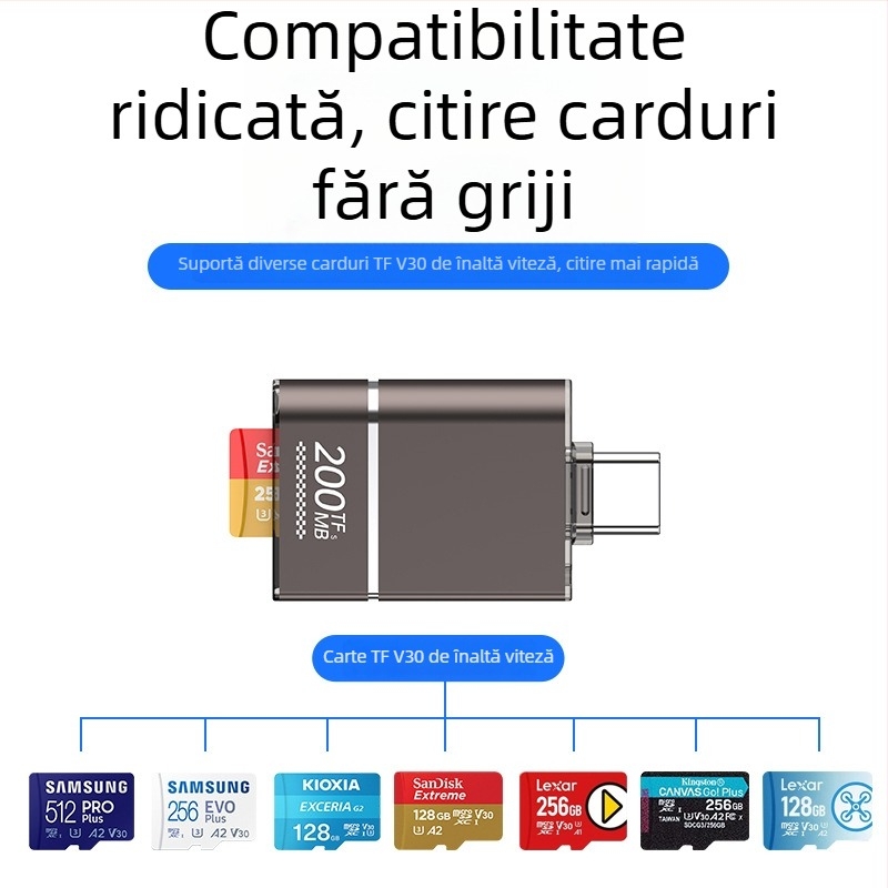 SYRUI Sy-238 Cititor USB-C către card TF OTG, 200 MB/s Viteză înaltă