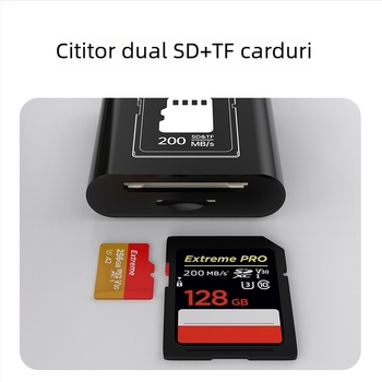 Cititor de carduri SYRUI Sy-239 cu interfețe Lightning și Type-C, suport SD/TF, USB 3.0 OTG pentru iPhone și Android