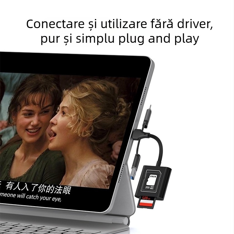 Cititor de carduri SYRUI Sy-239 cu interfețe Lightning și Type-C, suport SD/TF, USB 3.0 OTG pentru iPhone și Android