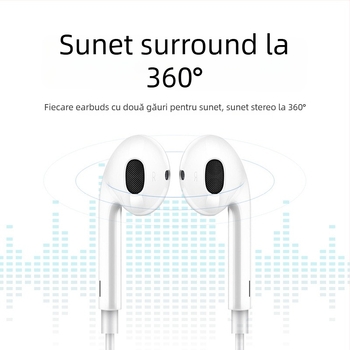 Căști In-Ear Type-C cu control inline, driver cu bobină mobilă, cablu de 1,2 m, compatibile cu Android