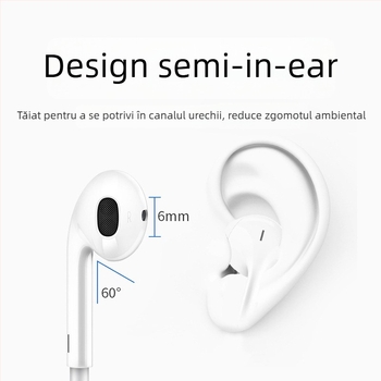 Căști In-Ear Type-C cu control inline, driver cu bobină mobilă, cablu de 1,2 m, compatibile cu Android