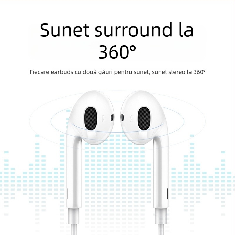 Căști In-Ear Type-C cu control inline, driver cu bobină mobilă, cablu de 1,2 m, compatibile cu Android