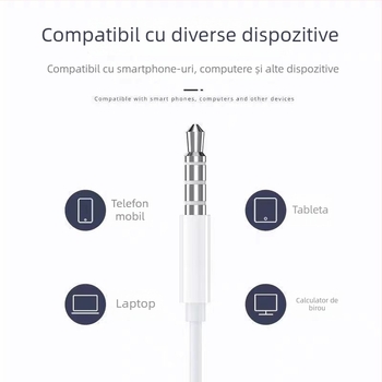 Căști cu fir in-ear – 108 dB sensibilitate, cablu 1,2 m, bobină în mișcare, compatibile Android