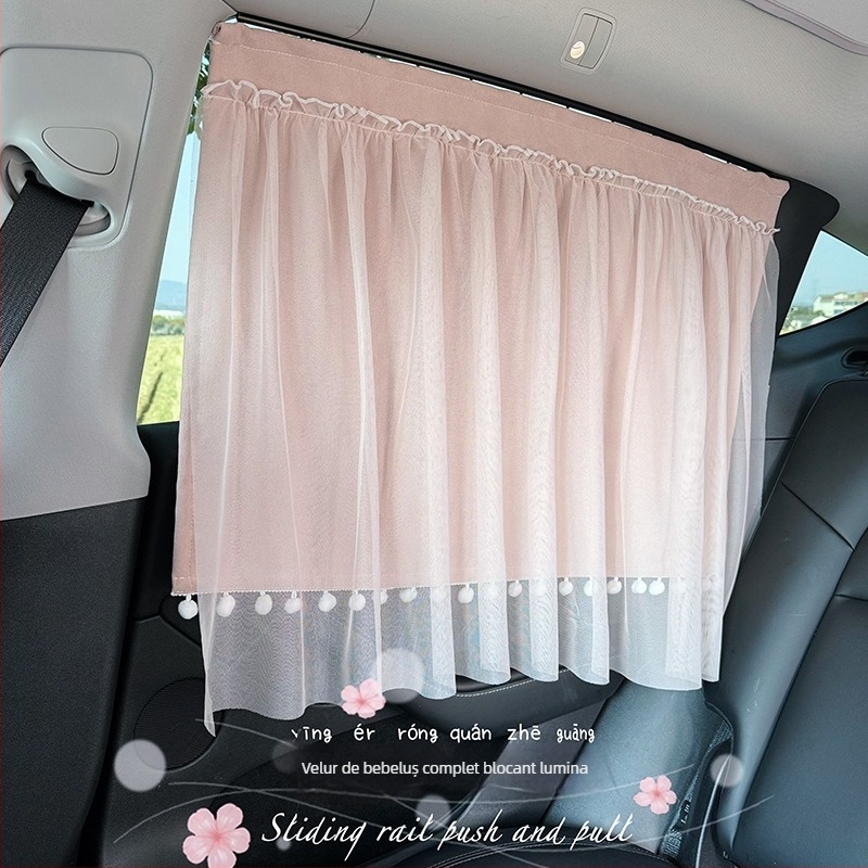 Cortină de umbrire auto cu șină glisantă pentru intimitatea bebelușilor și copiilor, țesătură blackout, montare prin agățare