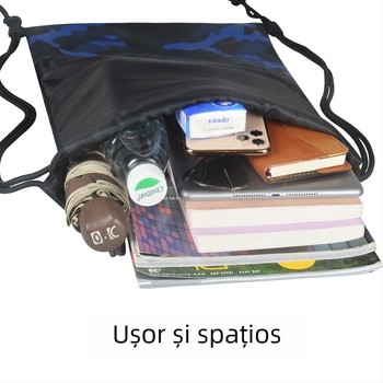 Geantă sport cu șnur, ușoară, unisex, pentru drumeții, spate respirabil, capacitate mare (Nylon; căptușeală poliester; panou spate curbat; respirabil)
