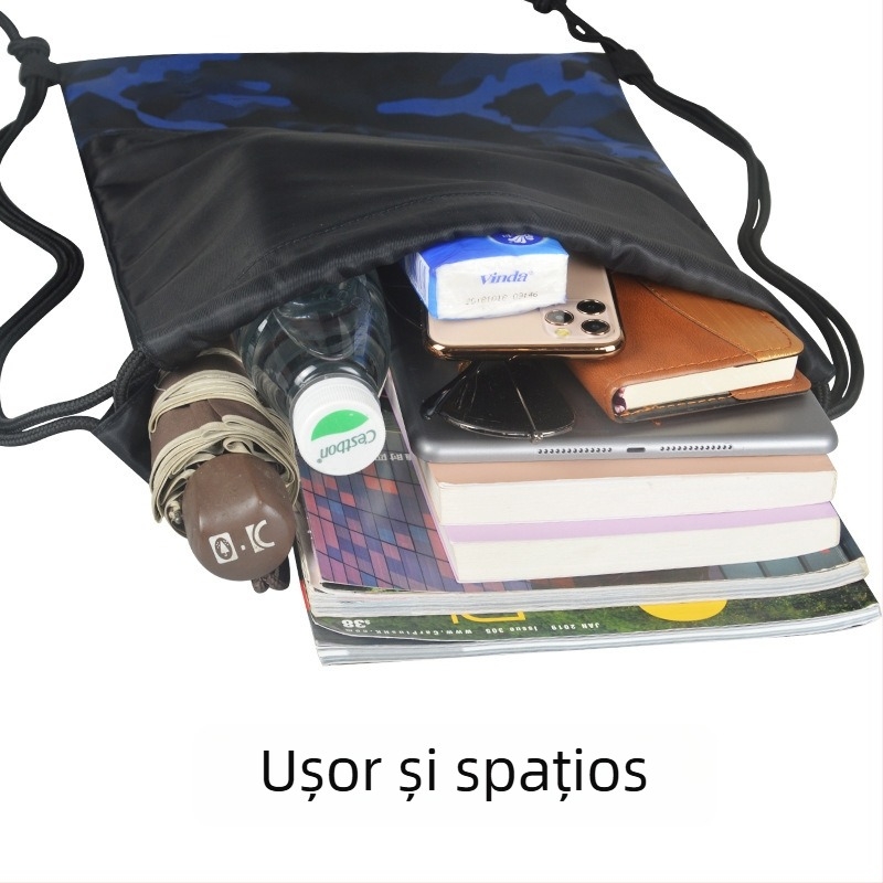 Geantă sport cu șnur, ușoară, unisex, pentru drumeții, spate respirabil, capacitate mare (Nylon; căptușeală poliester; panou spate curbat; respirabil)