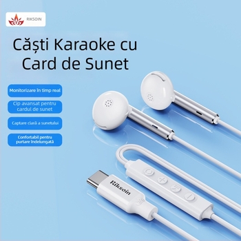 riksoin Sk01 Căști in-ear cu fir, sunet 7.1 canale, microfon cu anulare a zgomotului și control inline, Android compatibile, cablu de 1,6 m