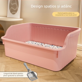 Cutie de nisip pentru pisici, design semiînchis, material PVC, potrivită pisicilor