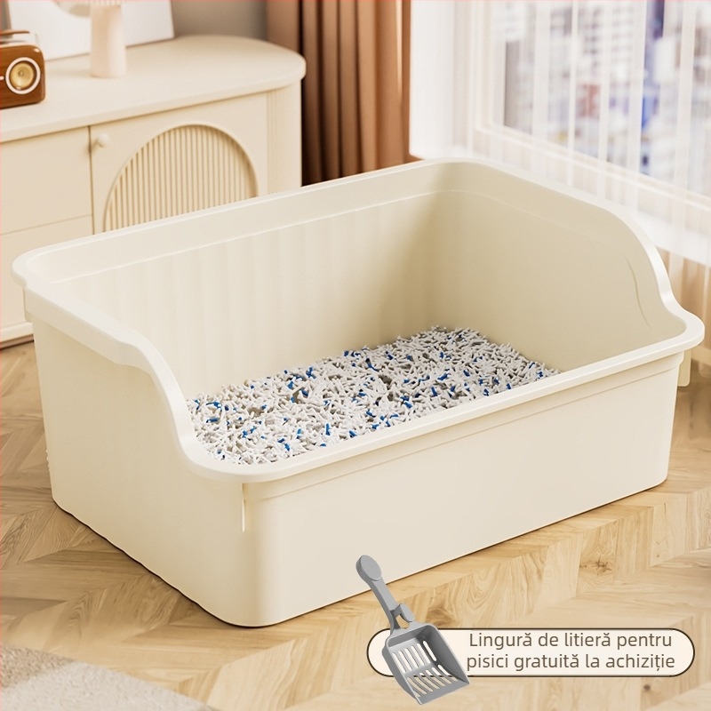 Cutie de nisip pentru pisici, design semiînchis, material PVC, potrivită pisicilor