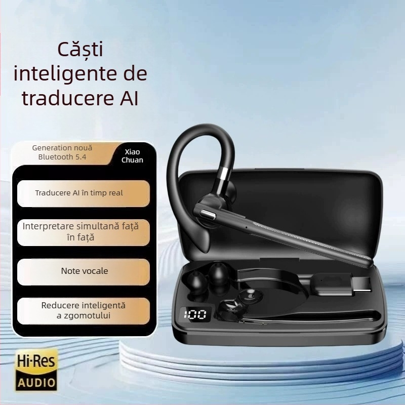 YYK-526 căști Bluetooth mono cu reducere a zgomotului la apel și traducere AI, Bluetooth 5.4, rază de 10 m, autonomie peste 8 ore