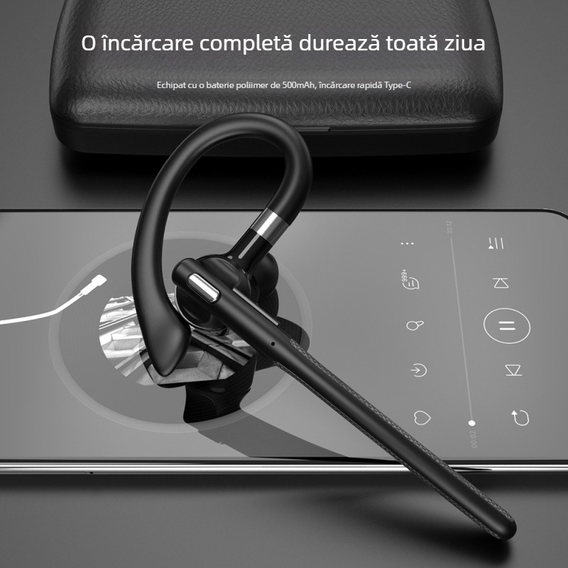 YYK-526 căști Bluetooth mono cu reducere a zgomotului la apel și traducere AI, Bluetooth 5.4, rază de 10 m, autonomie peste 8 ore