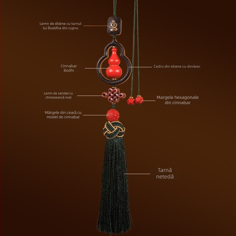 Pandantiv pentru mașină din cinnabar, decor interior, stil tradițional chinezesc, procesare personalizabilă