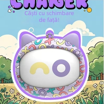 Căști Bluetooth clip-on G08s cu față de desen animat, semi-in-ear, rotativ, 2025 model