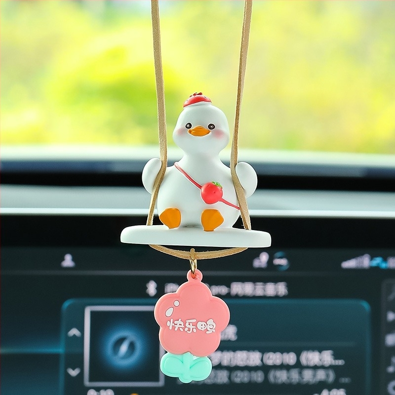 Ornament auto pentru oglinda retrovizoare – rață din rășină, stil desen animat, decor interior