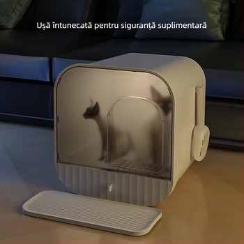 Cutie de nisip pentru pisici, tip sertar, complet închis, anti-stropire, ABS plastic, marca Liangjie Poetry