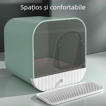 Cutie de nisip pentru pisici, tip sertar, complet închis, anti-stropire, ABS plastic, marca Liangjie Poetry