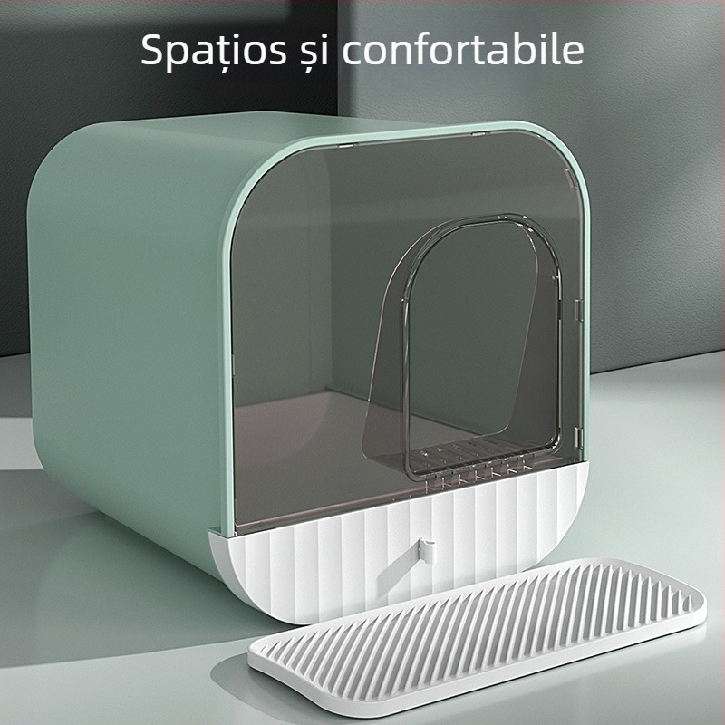 Cutie de nisip pentru pisici, tip sertar, complet închis, anti-stropire, ABS plastic, marca Liangjie Poetry