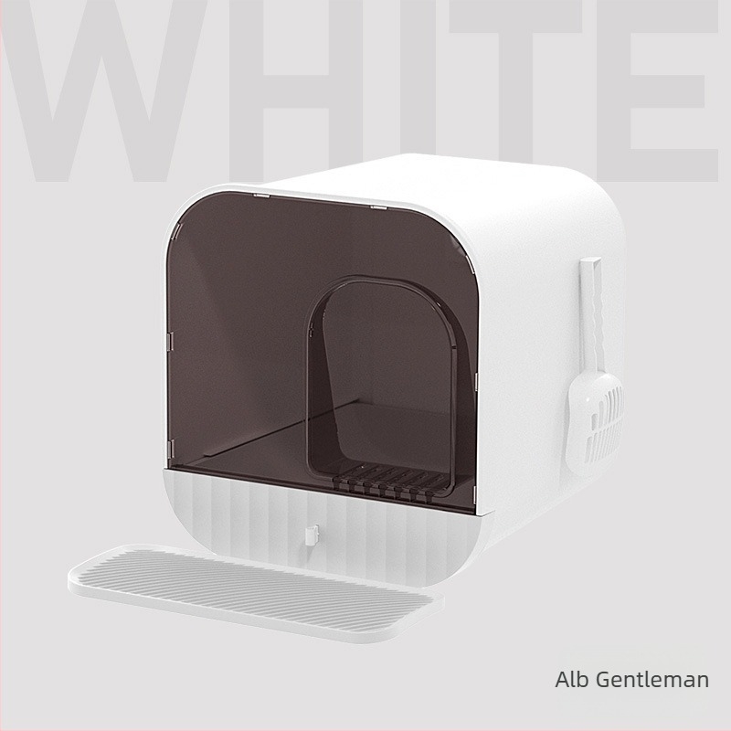 Cutie de nisip pentru pisici, tip sertar, complet închis, anti-stropire, ABS plastic, marca Liangjie Poetry