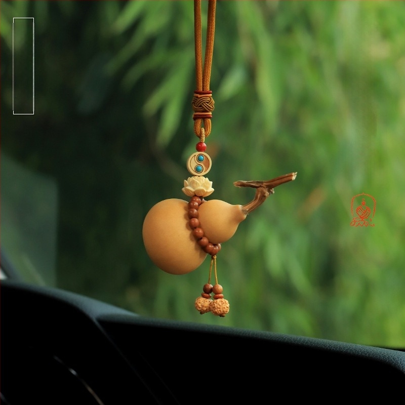 Pandantiv auto în formă de dovleac, material Bodhi, stil tradițional chinezesc, decor interior pentru mașină, ornamente auto