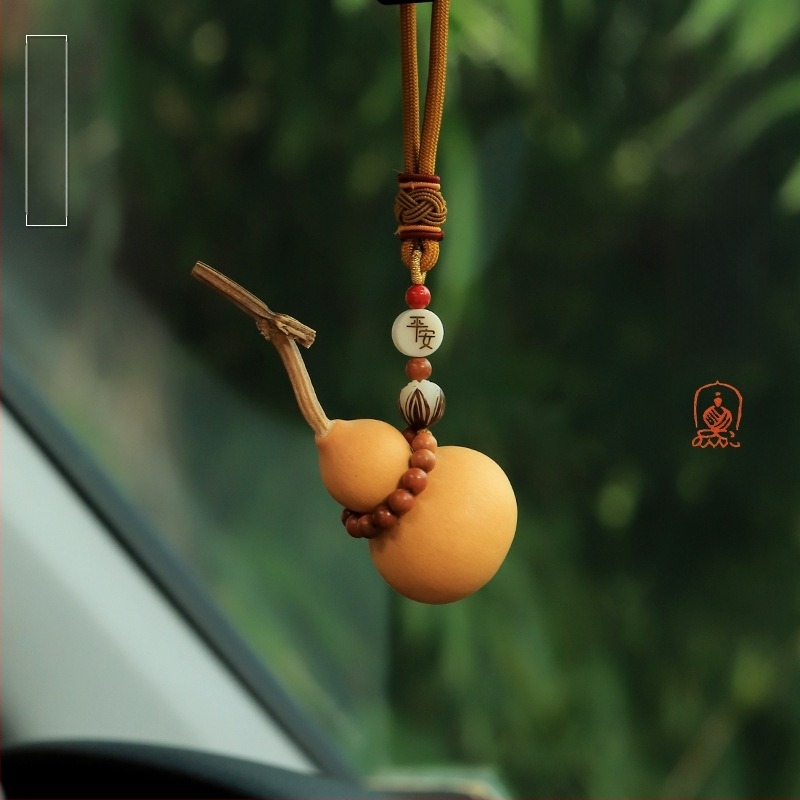 Pandantiv auto în formă de dovleac, material Bodhi, stil tradițional chinezesc, decor interior pentru mașină, ornamente auto