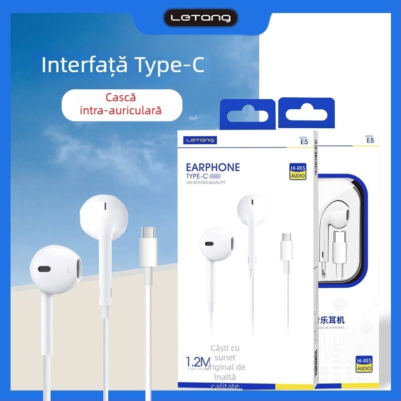 Căști Type-C, in-ear, cu fir, sensibilitate 103 dB, cablu 1,2 m