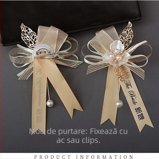 Set de corsage de nuntă pentru părinți, mireasă și mire, domnișoare de onoare și cavaler de onoare - stil coreean, complet personalizabil