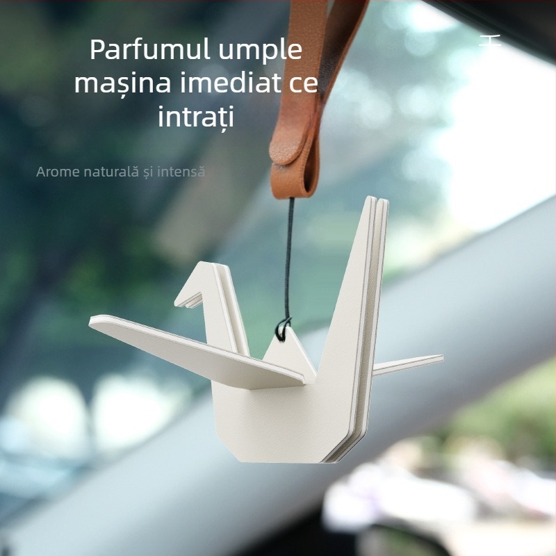 Pandantiv auto – Crane origami din hârtie, lucrat manual, Aromaterapie, Îndepărtarea mirosurilor, Prospețimea interiorului, Personalizabil