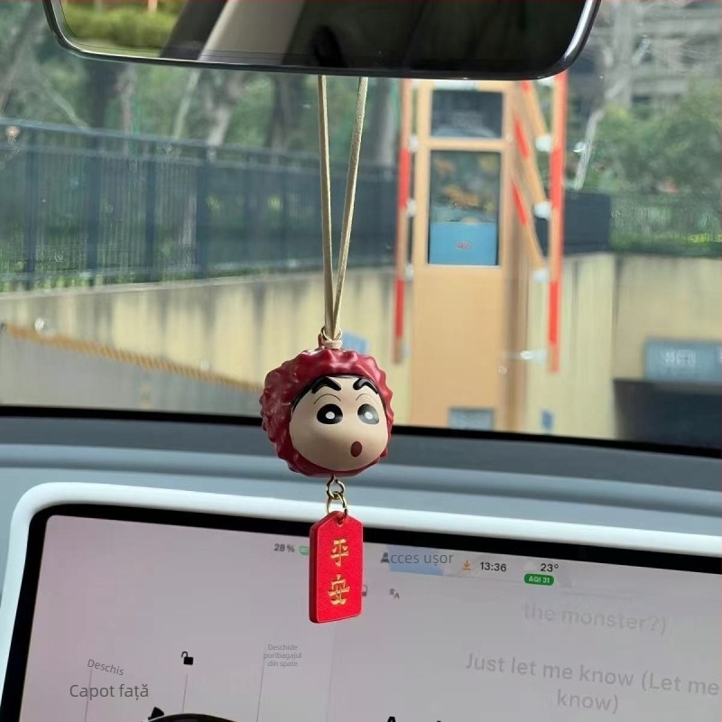 Crayon Shin-Chan pendat auto cu floare de mătase - ornament aromat pentru oglinda retrovizoare