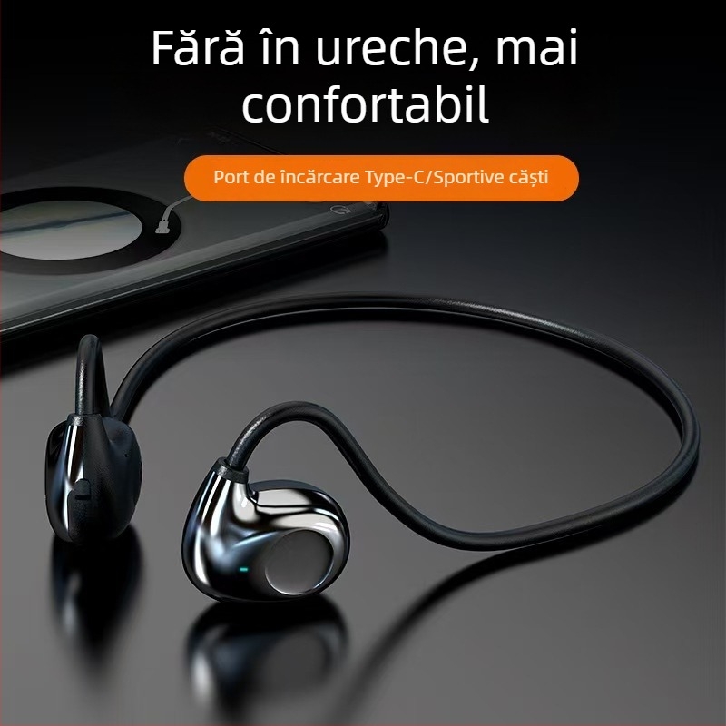Căști wireless cu conductivitate osoasă F805 – rază Bluetooth 10 m, Bluetooth 5.0, autonomie baterie peste 8 ore, stereo binaural, rezistență la apă zilnică