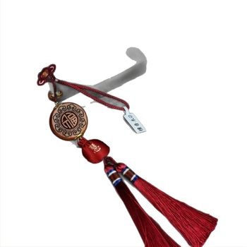 Pandantiv auto din cupru, săculeț cu lemn de santal și broderie din alamă, stil tradițional, decor interior pentru mașină